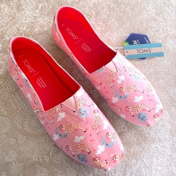 Brand New Toms Pink Blossom Over the Moon Print Cows Slip On Shoes Flats - Picture 2 of 14